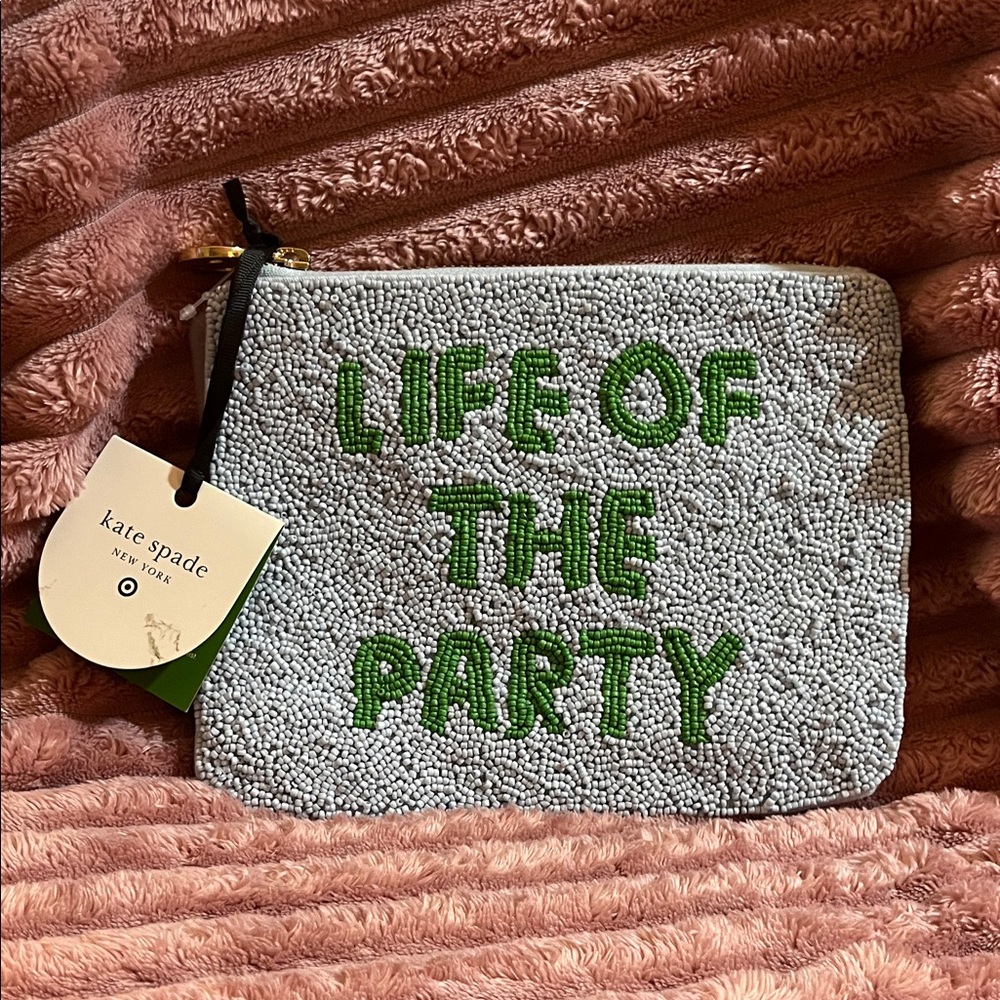 Kate Spade Gray and Green Beaded Pouch